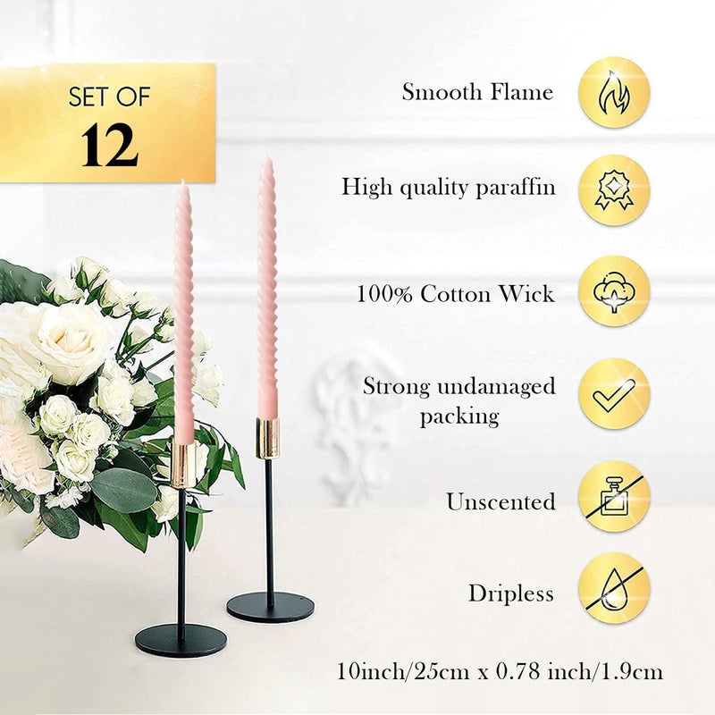 LPUSA Candle Stick Spiral Tall Taper Candles,Unscented Candle for Holiday,Wedding and Home Decoration,10inch,12 Pack(Gradient Orange) - Image 5